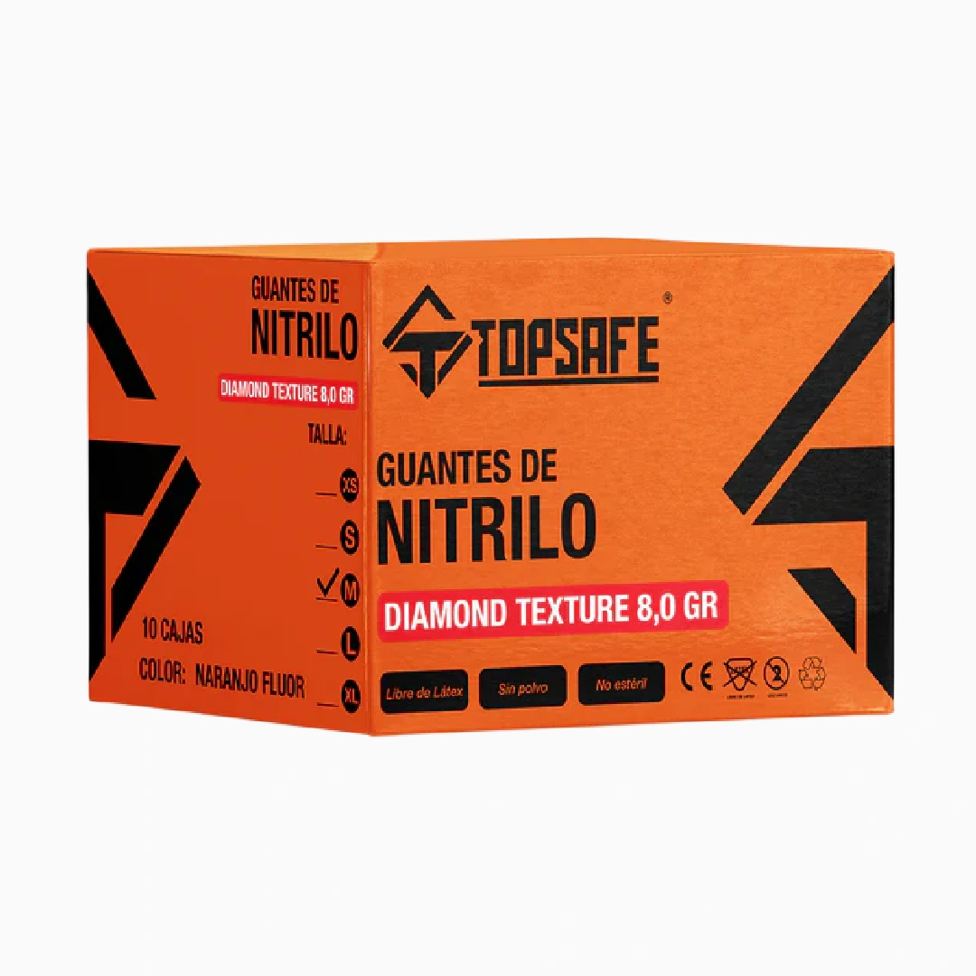 Guantes Naranjos BOX Guantes de Nitrilo 8grs - Imagen 1